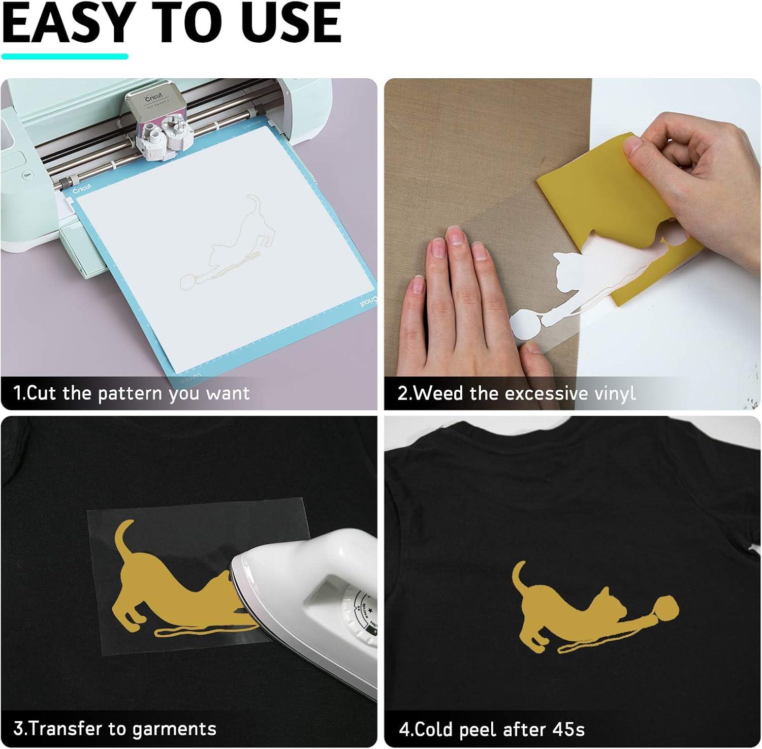 imageHTVRONT HTV Heat Transfer Vinyl 13 Pack HTV Vinyl Sheets 12quot x 10quot Iron on Vinyl for T Shirts 10 Assorted Premium Colors Heat Transfer Vinyl for All Cutting MachinesGold