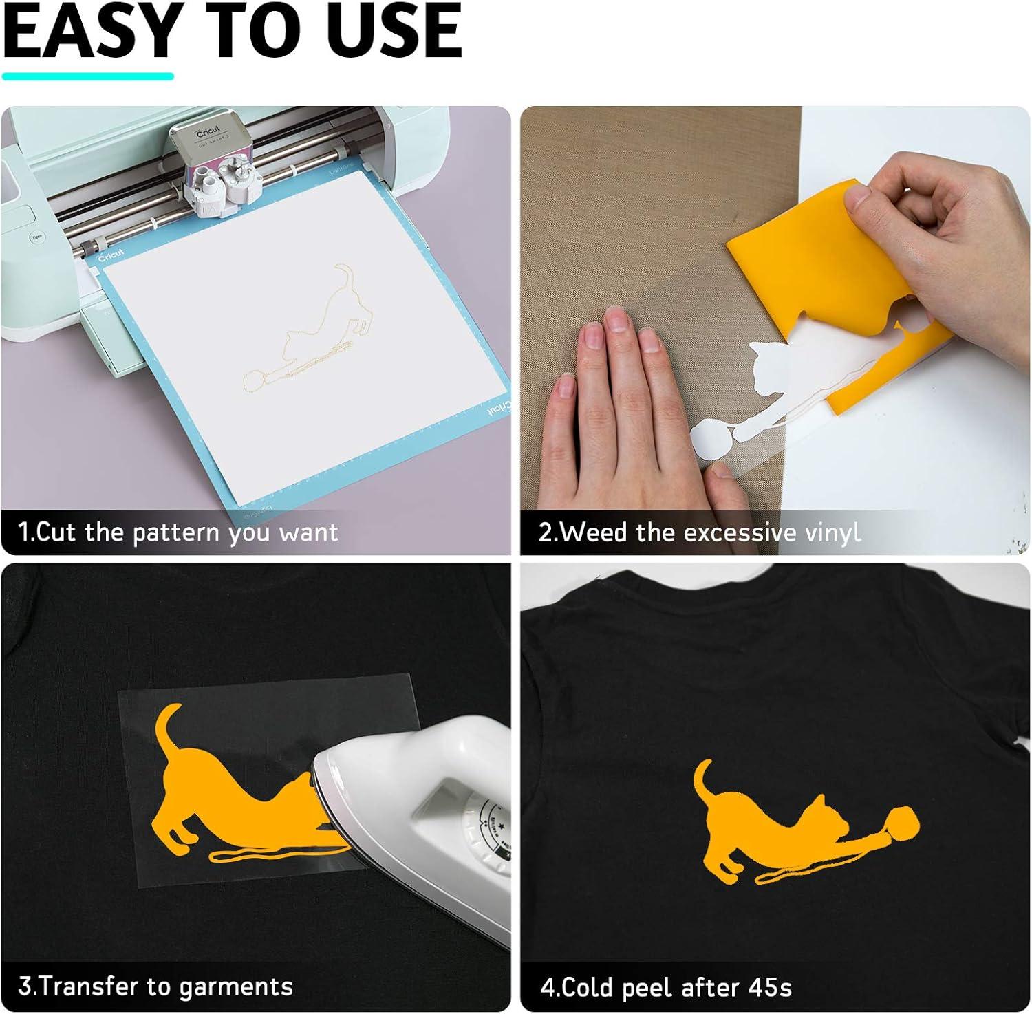 imageHTVRONT HTV Heat Transfer Vinyl 13 Pack HTV Vinyl Sheets 12quot x 10quot Iron on Vinyl for T Shirts 10 Assorted Premium Colors Heat Transfer Vinyl for All Cutting MachinesYellow