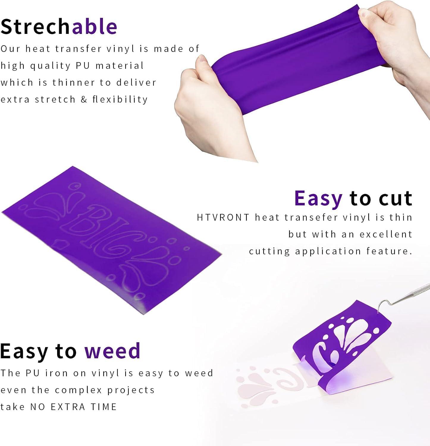 imageHTVRONT HTV Heat Transfer Vinyl Bundle  100 Pack 12  10in Heat Transfer Vinyl for TShirt 43 Assorted Colors HTV Vinyl Bundle for All Cutter Machine Easy to Cut ampamp Weed ampamp Transfer Iron on VinylPurple