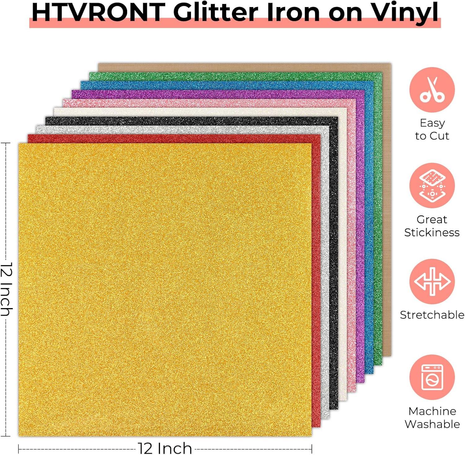 imageHTVRONT HTV Heat Transfer Vinyl Bundle  100 Pack 12  10in Heat Transfer Vinyl for TShirt 43 Assorted Colors HTV Vinyl Bundle for All Cutter Machine Easy to Cut ampamp Weed ampamp Transfer Iron on VinylGlitter HTV