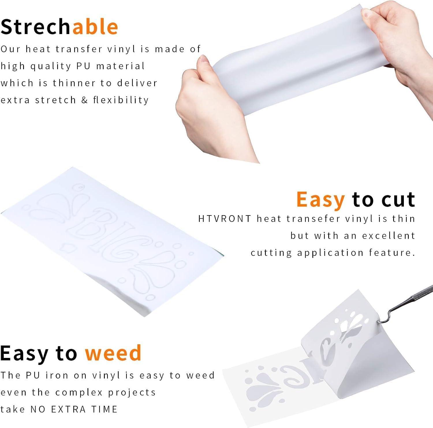 imageHTVRONT HTV Heat Transfer Vinyl Bundle  100 Pack 12  10in Heat Transfer Vinyl for TShirt 43 Assorted Colors HTV Vinyl Bundle for All Cutter Machine Easy to Cut ampamp Weed ampamp Transfer Iron on VinylWhite