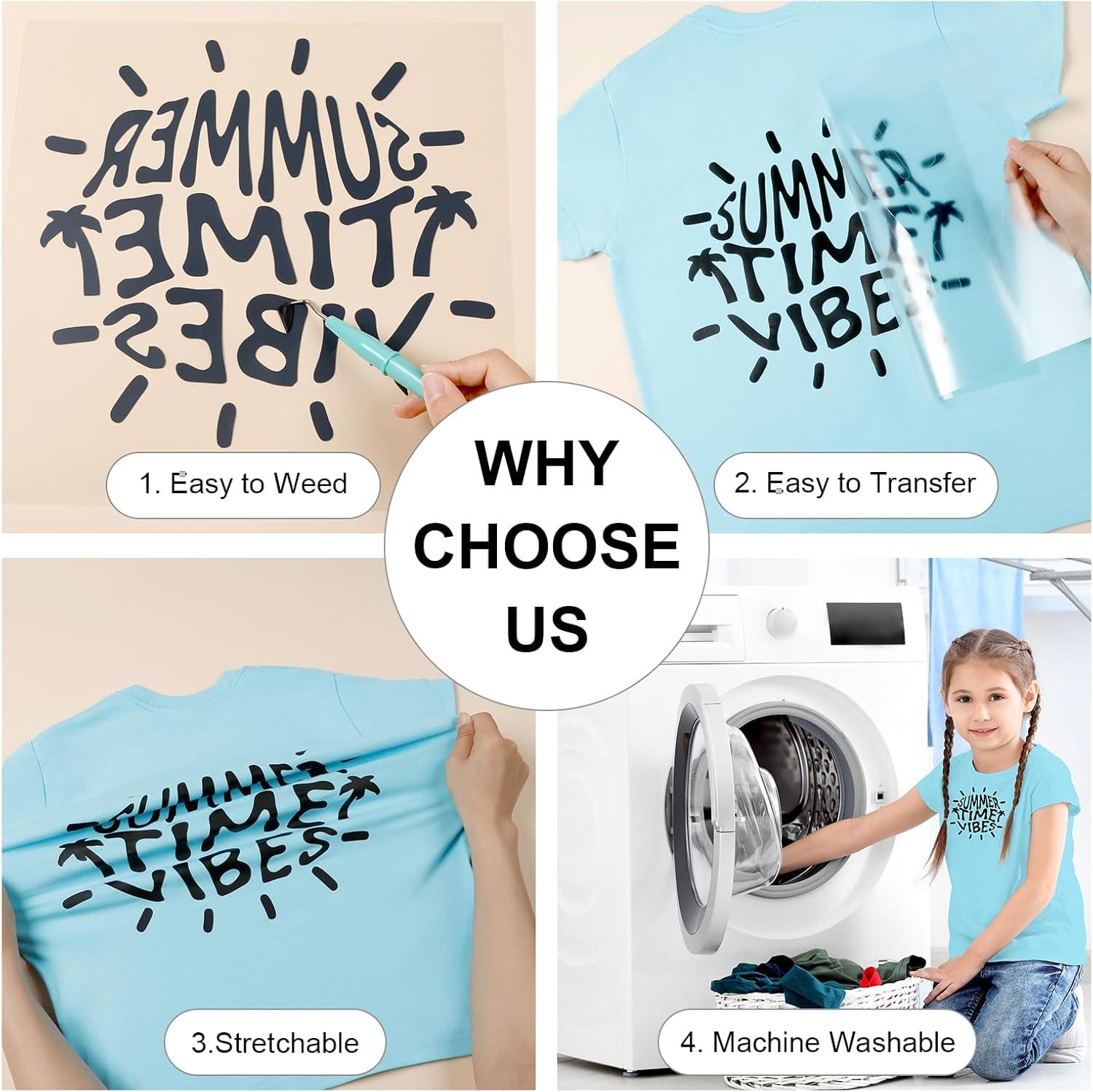imageHTVRONT HTV Heat Transfer Vinyl Bundle  100 Pack 12  10in Heat Transfer Vinyl for TShirt 43 Assorted Colors HTV Vinyl Bundle for All Cutter Machine Easy to Cut ampamp Weed ampamp Transfer Iron on VinylBlack 1