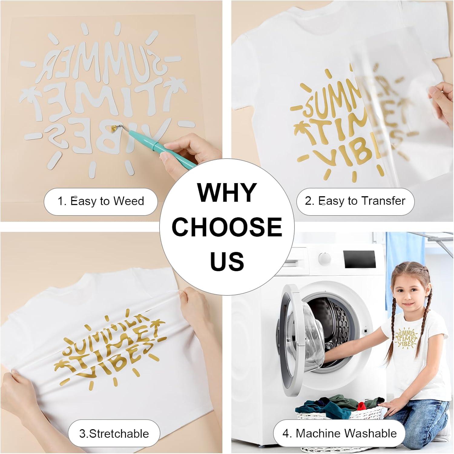 imageHTVRONT HTV Heat Transfer Vinyl Bundle  100 Pack 12  10in Heat Transfer Vinyl for TShirt 43 Assorted Colors HTV Vinyl Bundle for All Cutter Machine Easy to Cut ampamp Weed ampamp Transfer Iron on VinylGold 1