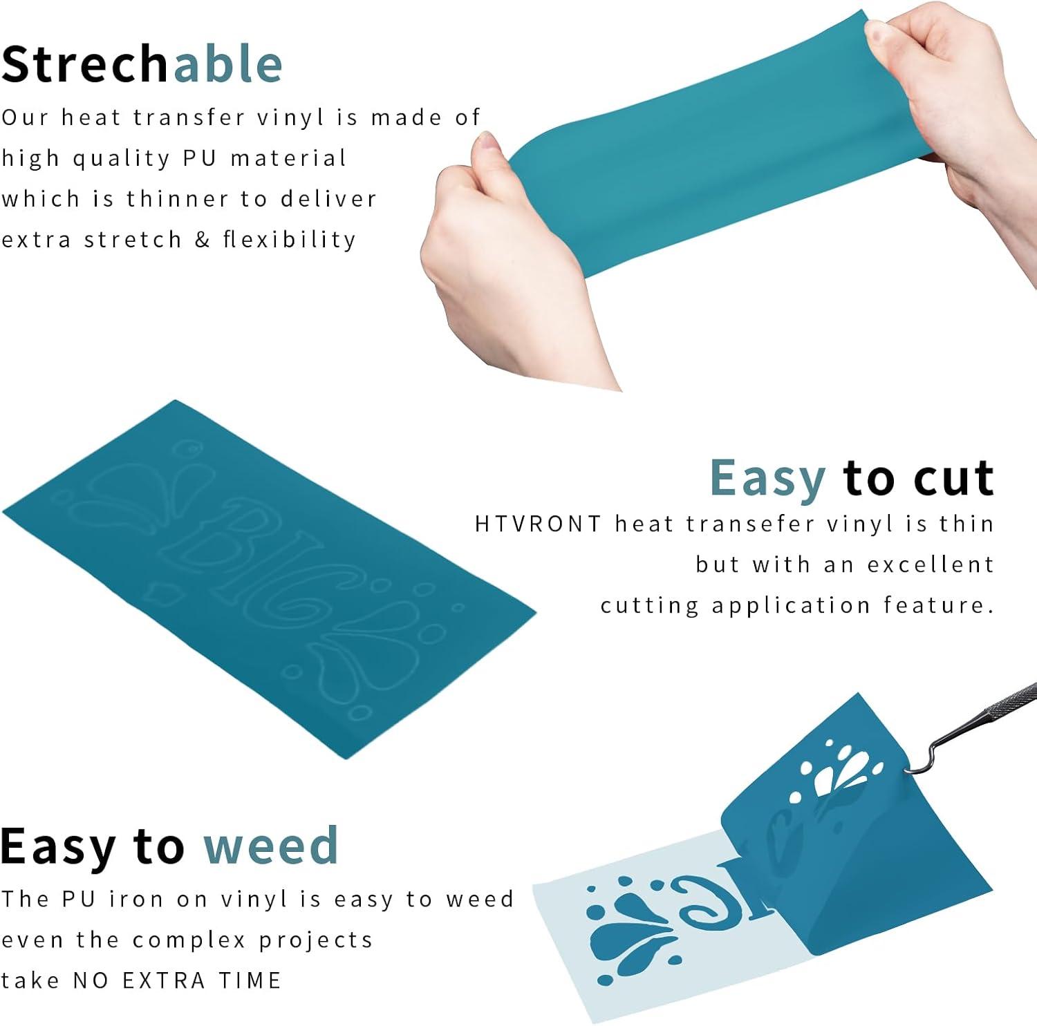 imageHTVRONT HTV Heat Transfer Vinyl Bundle  100 Pack 12  10in Heat Transfer Vinyl for TShirt 43 Assorted Colors HTV Vinyl Bundle for All Cutter Machine Easy to Cut ampamp Weed ampamp Transfer Iron on VinylTeal
