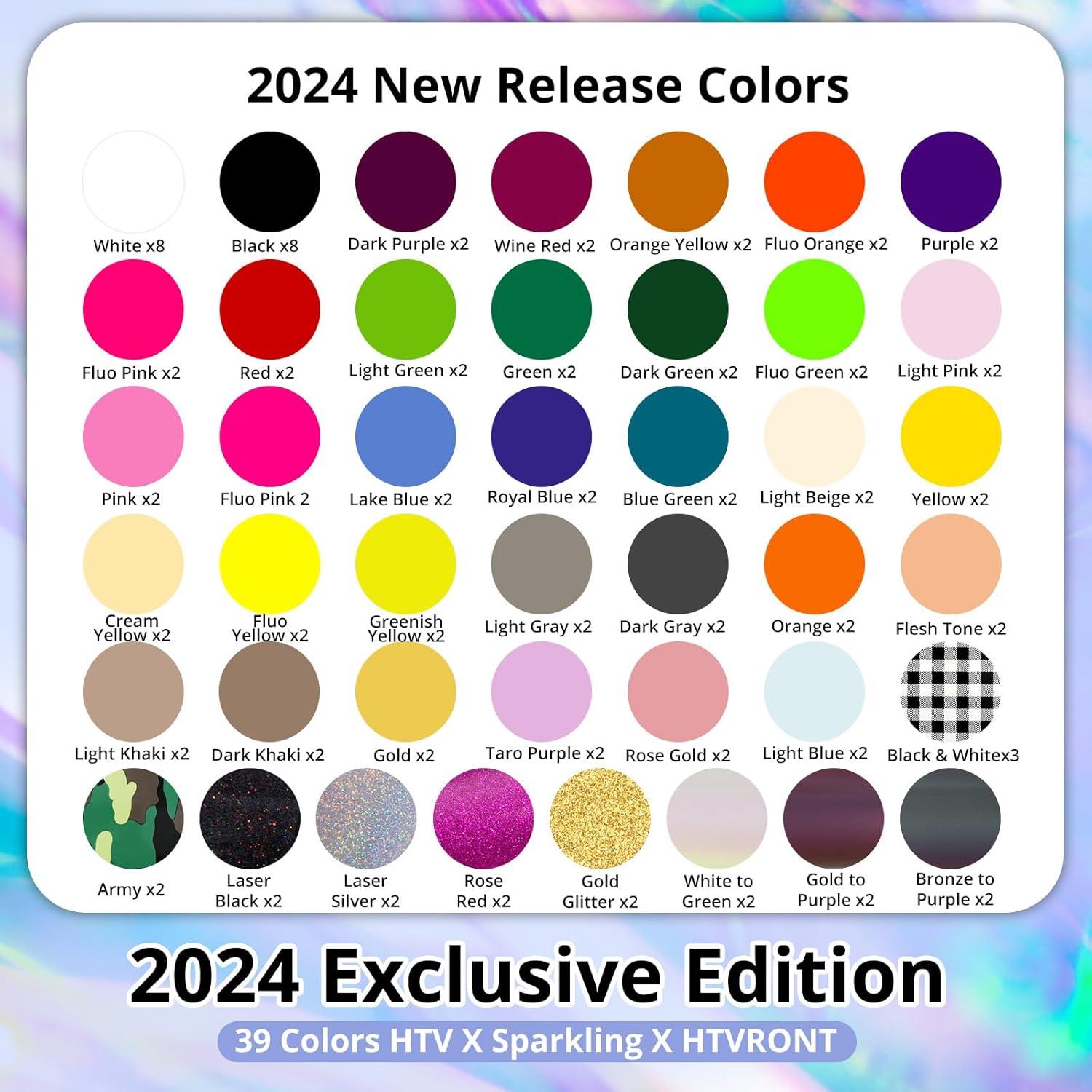 imageHTVRONT HTV Heat Transfer Vinyl Bundle  100 Pack 12  10in Heat Transfer Vinyl for TShirt 43 Assorted Colors HTV Vinyl Bundle for All Cutter Machine Easy to Cut ampamp Weed ampamp Transfer Iron on Vinyl100 Pack Multi Colors