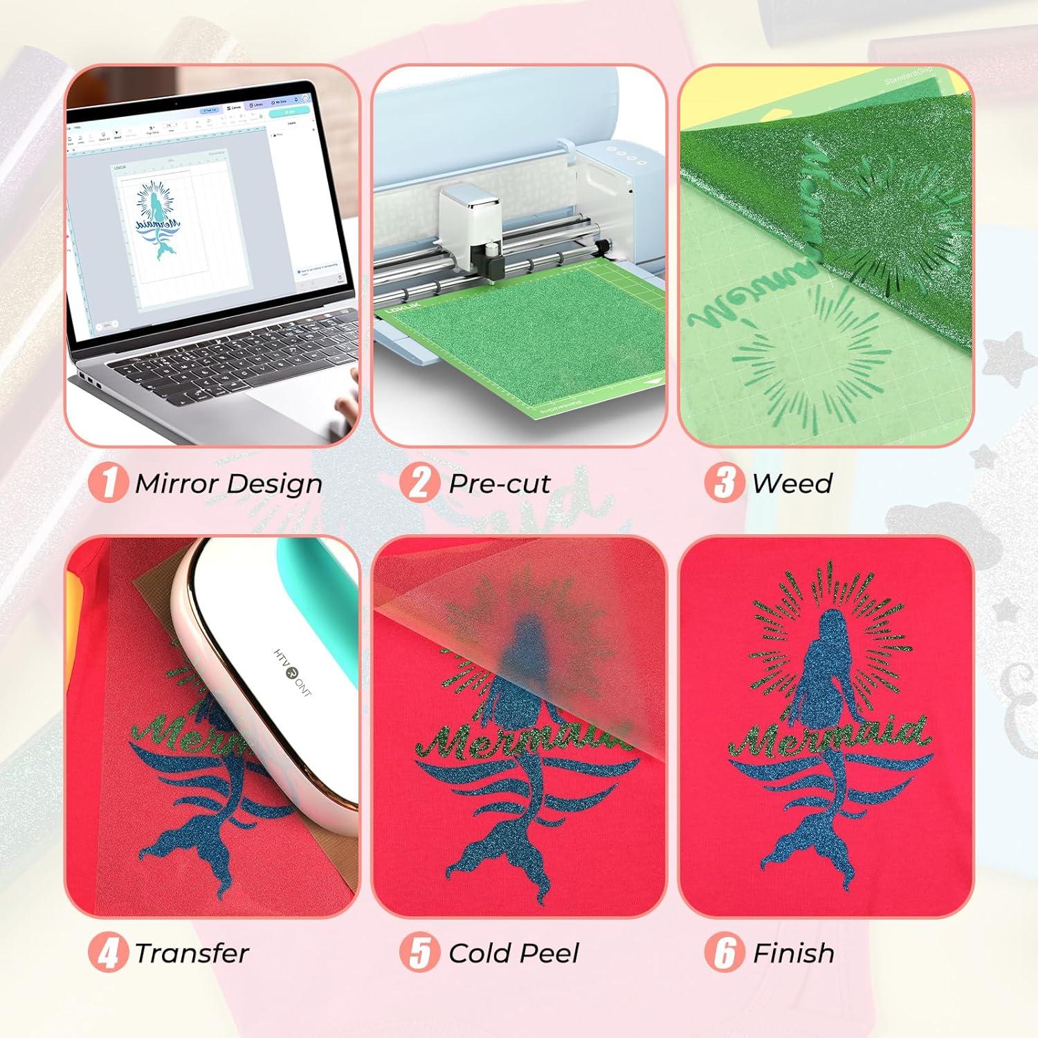 imageHTVRONT HTV Heat Transfer Vinyl Bundle  100 Pack 12  10in Heat Transfer Vinyl for TShirt 43 Assorted Colors HTV Vinyl Bundle for All Cutter Machine Easy to Cut ampamp Weed ampamp Transfer Iron on VinylGlitter HTV