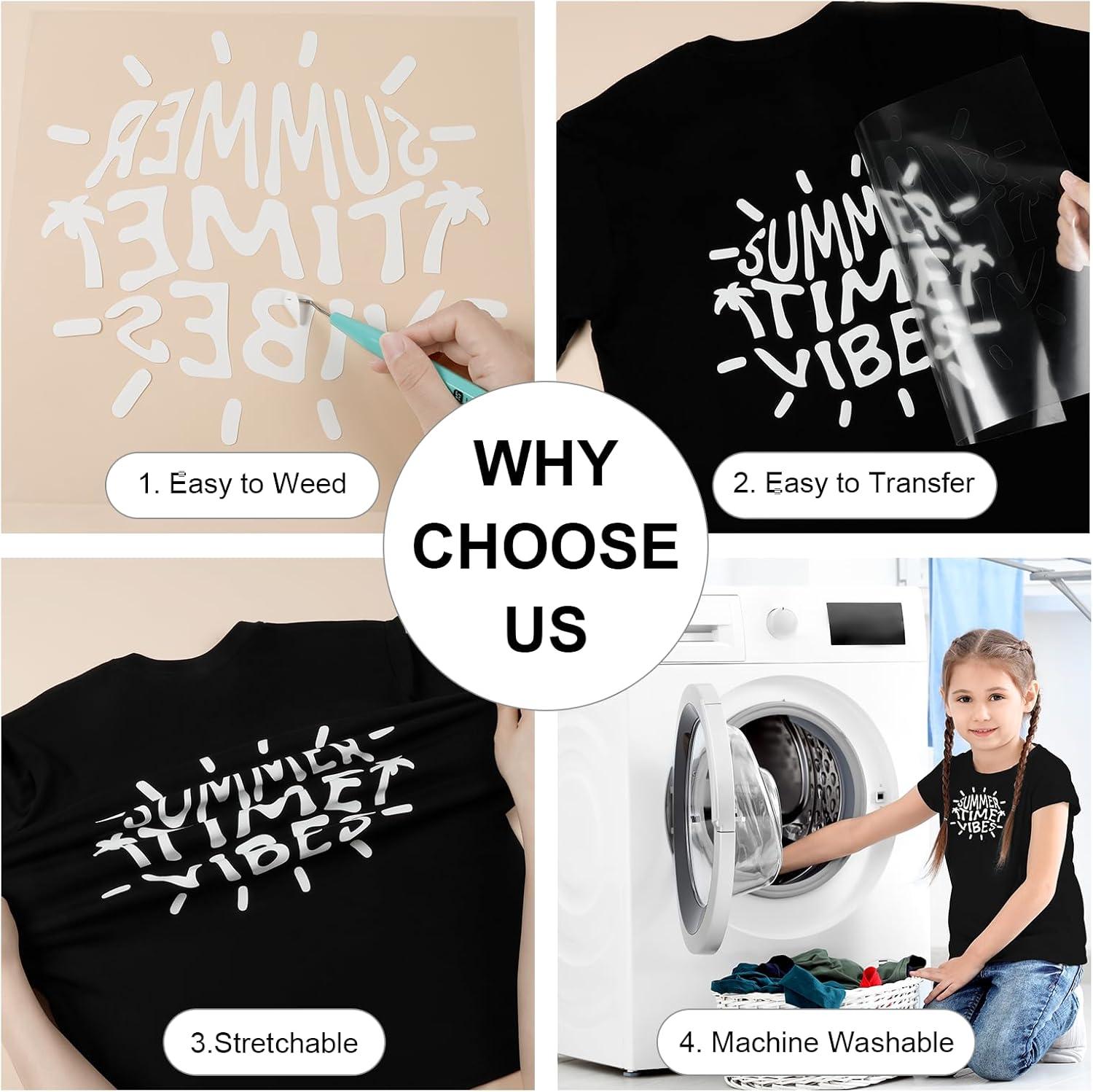 imageHTVRONT HTV Heat Transfer Vinyl Bundle  100 Pack 12  10in Heat Transfer Vinyl for TShirt 43 Assorted Colors HTV Vinyl Bundle for All Cutter Machine Easy to Cut ampamp Weed ampamp Transfer Iron on VinylWhite 1