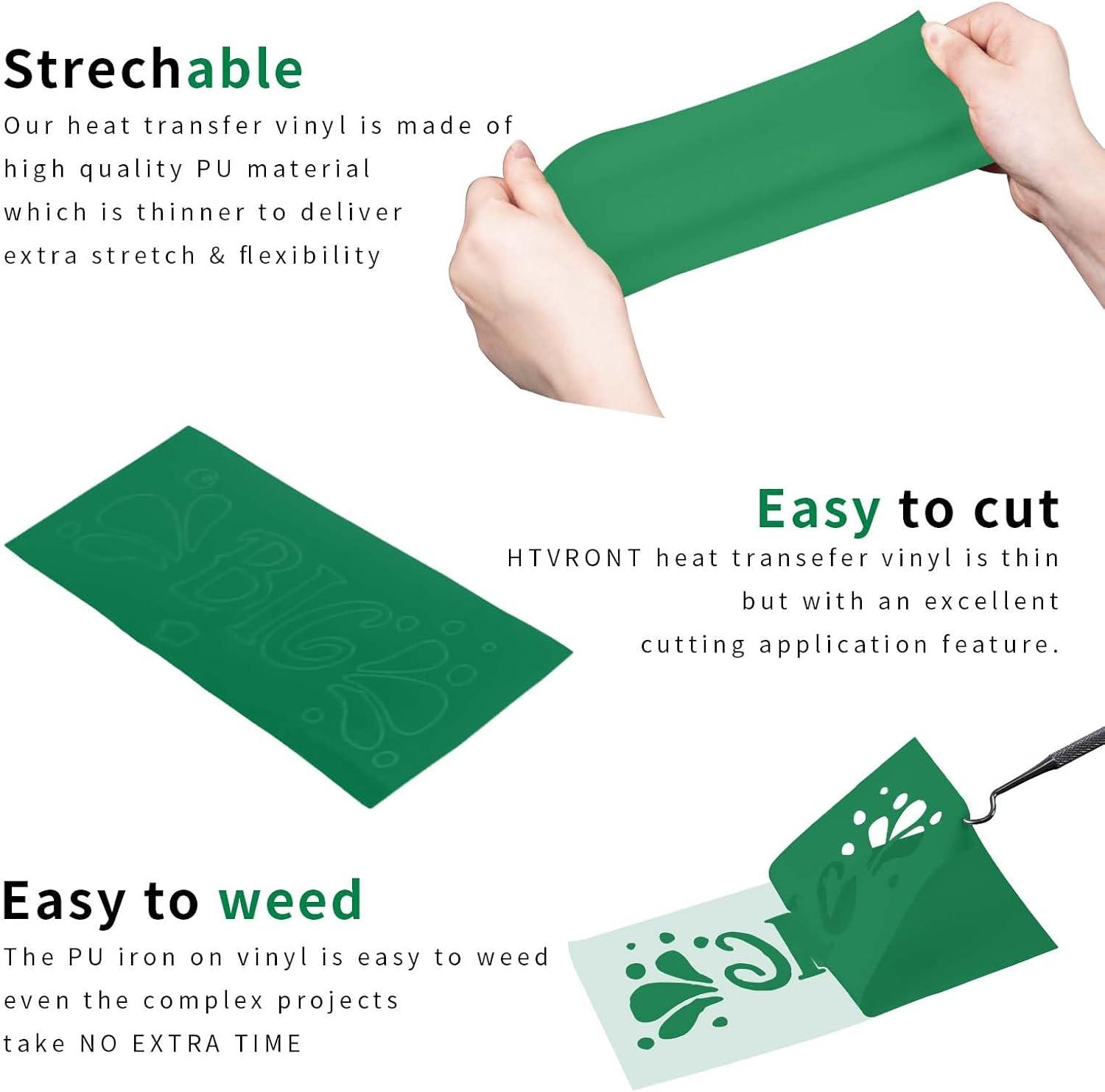imageHTVRONT HTV Heat Transfer Vinyl Bundle  100 Pack 12  10in Heat Transfer Vinyl for TShirt 43 Assorted Colors HTV Vinyl Bundle for All Cutter Machine Easy to Cut ampamp Weed ampamp Transfer Iron on VinylGreen 2