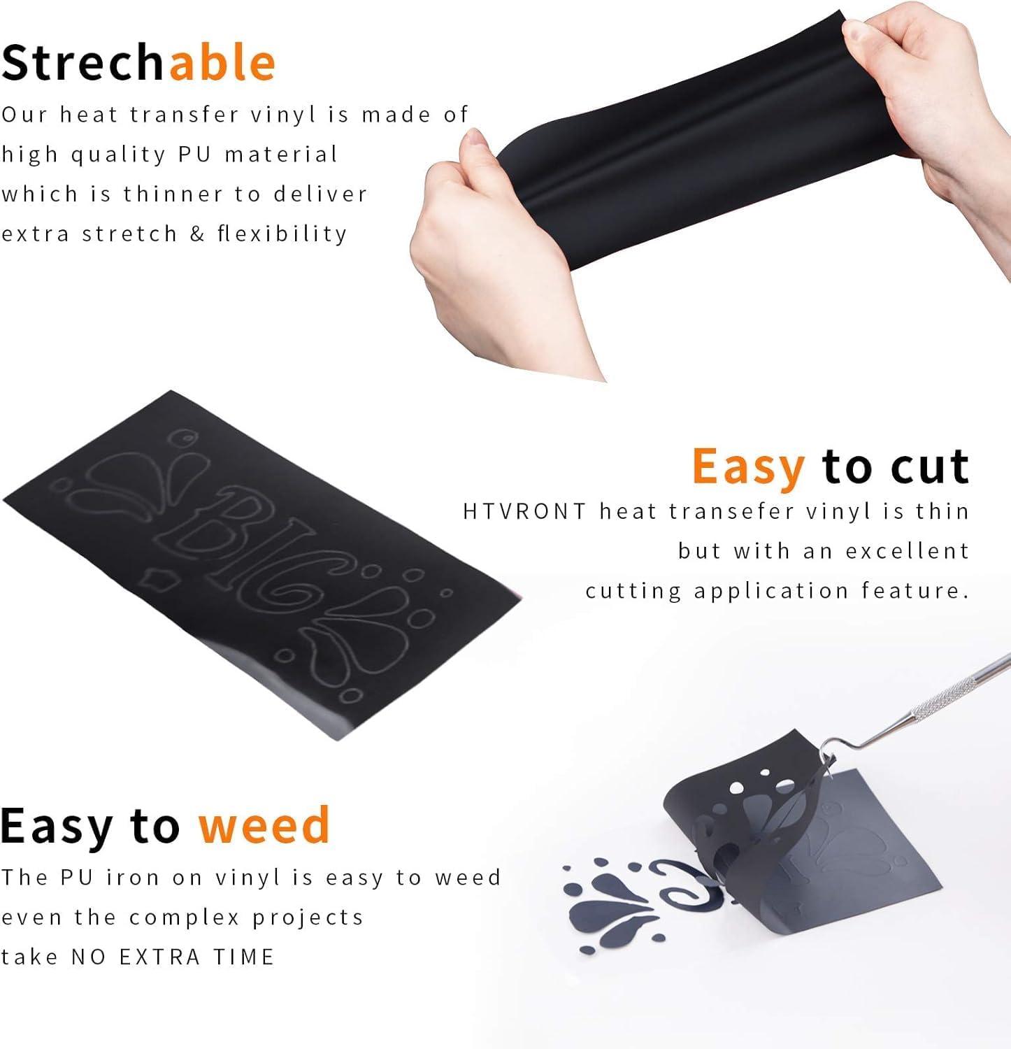 imageHTVRONT HTV Heat Transfer Vinyl Bundle  100 Pack 12  10in Heat Transfer Vinyl for TShirt 43 Assorted Colors HTV Vinyl Bundle for All Cutter Machine Easy to Cut ampamp Weed ampamp Transfer Iron on VinylBlack