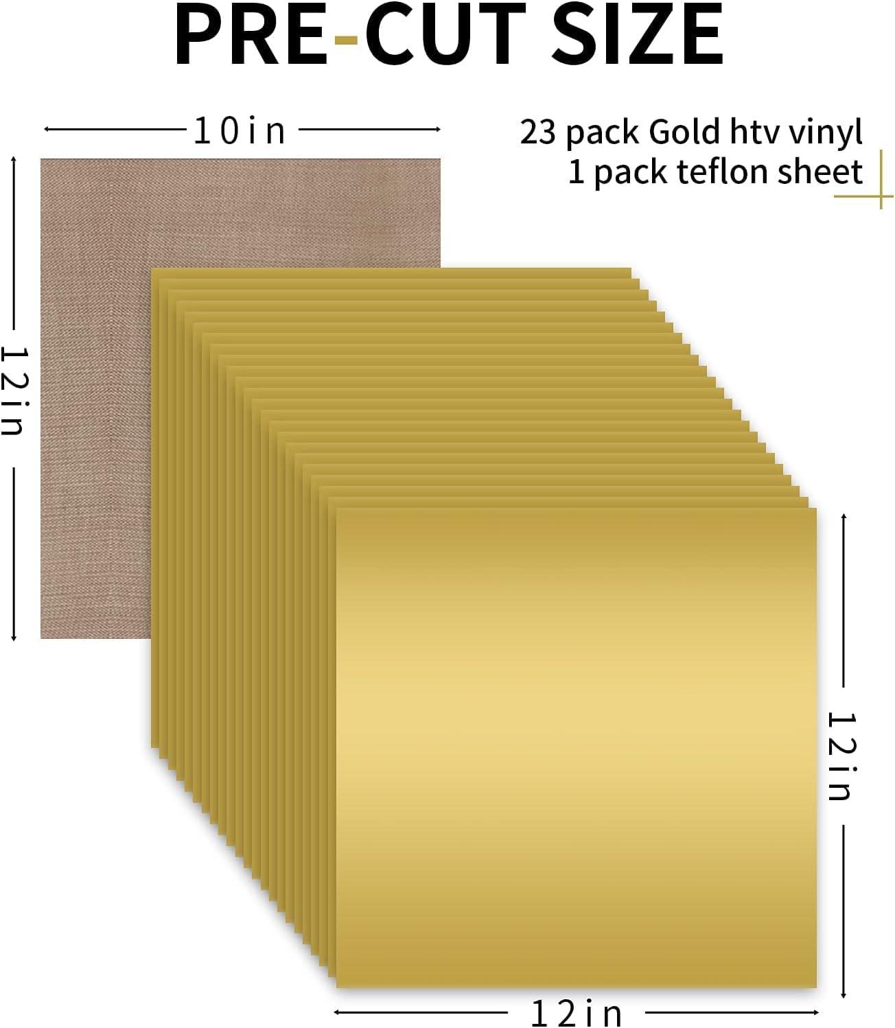 imageHTVRONT HTV Heat Transfer Vinyl Bundle  100 Pack 12  10in Heat Transfer Vinyl for TShirt 43 Assorted Colors HTV Vinyl Bundle for All Cutter Machine Easy to Cut ampamp Weed ampamp Transfer Iron on VinylGold