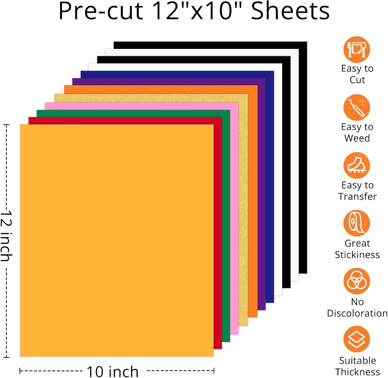 imageHTVRONT Pink Heat Transfer Vinyl  13 Sheets Hot Pink HTV Vinyl in 12 Assorted Colors Red Iron on Vinyl for Cricut ampamp Cameo  Easy to Cut ampamp WeedMulticolored