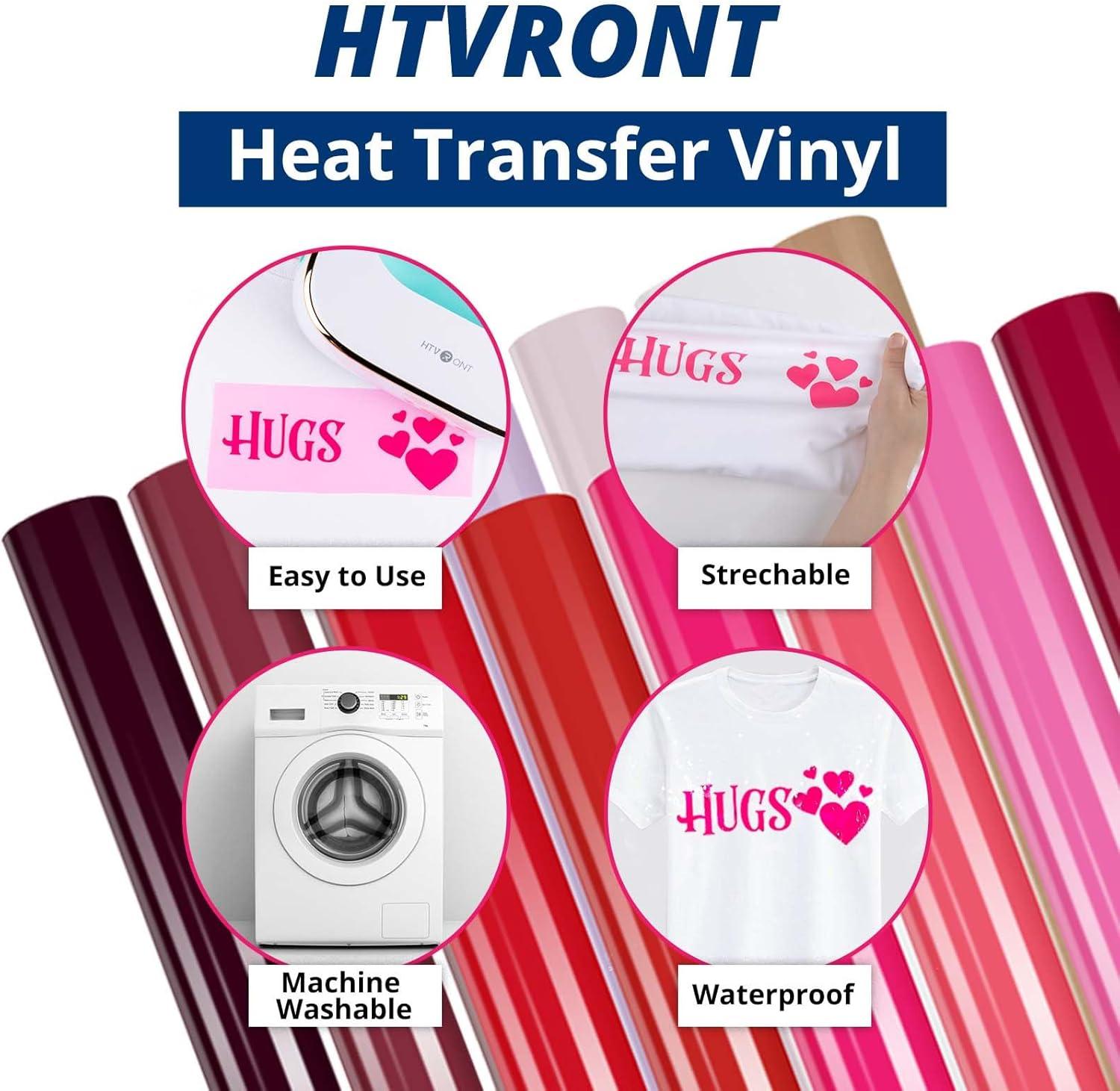 imageHTVRONT Pink Heat Transfer Vinyl  13 Sheets Hot Pink HTV Vinyl in 12 Assorted Colors Red Iron on Vinyl for Cricut ampamp Cameo  Easy to Cut ampamp WeedPink