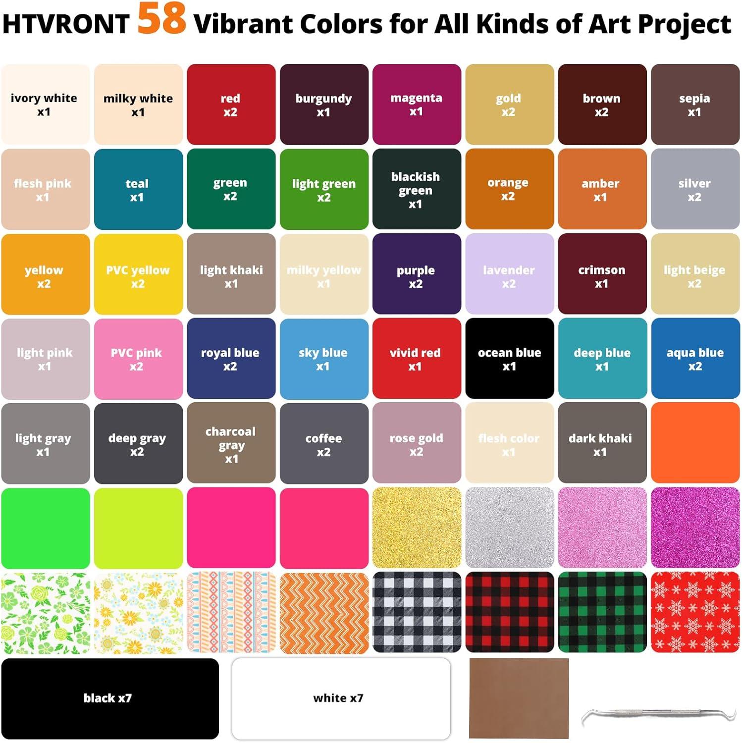 imageHTVRONT Pink Heat Transfer Vinyl  13 Sheets Hot Pink HTV Vinyl in 12 Assorted Colors Red Iron on Vinyl for Cricut ampamp Cameo  Easy to Cut ampamp WeedMulticolor