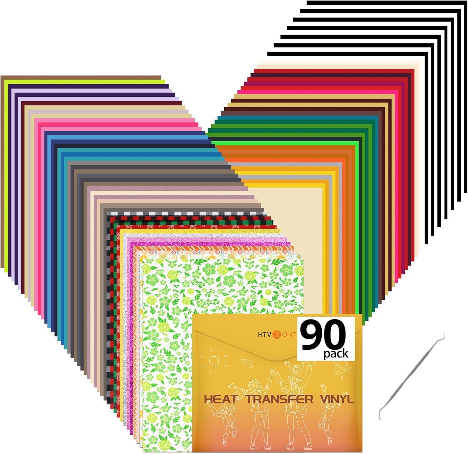 imageHTVRONT Pink Heat Transfer Vinyl  13 Sheets Hot Pink HTV Vinyl in 12 Assorted Colors Red Iron on Vinyl for Cricut ampamp Cameo  Easy to Cut ampamp WeedMulticolor