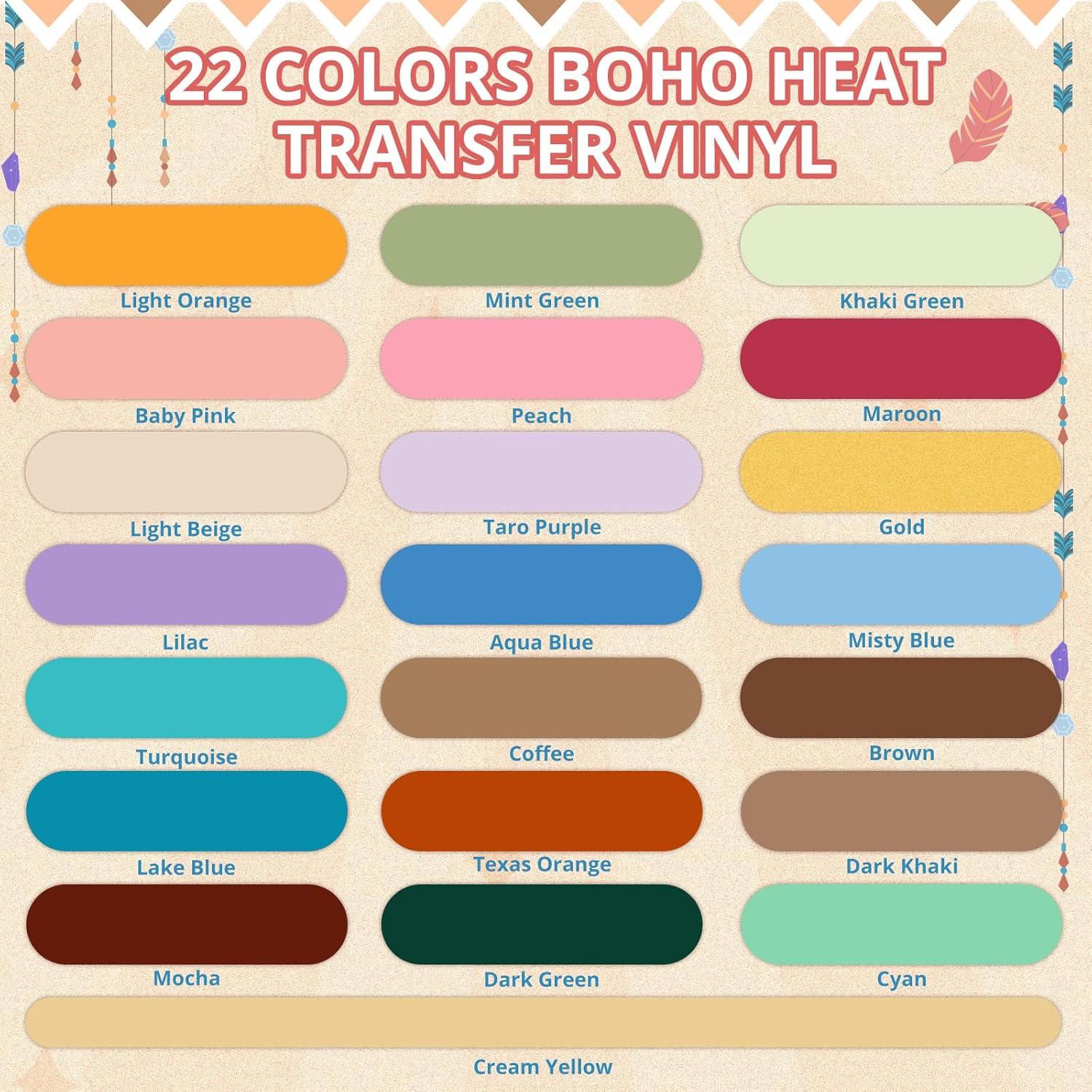 imageHTVRONT Pink Heat Transfer Vinyl  13 Sheets Hot Pink HTV Vinyl in 12 Assorted Colors Red Iron on Vinyl for Cricut ampamp Cameo  Easy to Cut ampamp WeedBoho