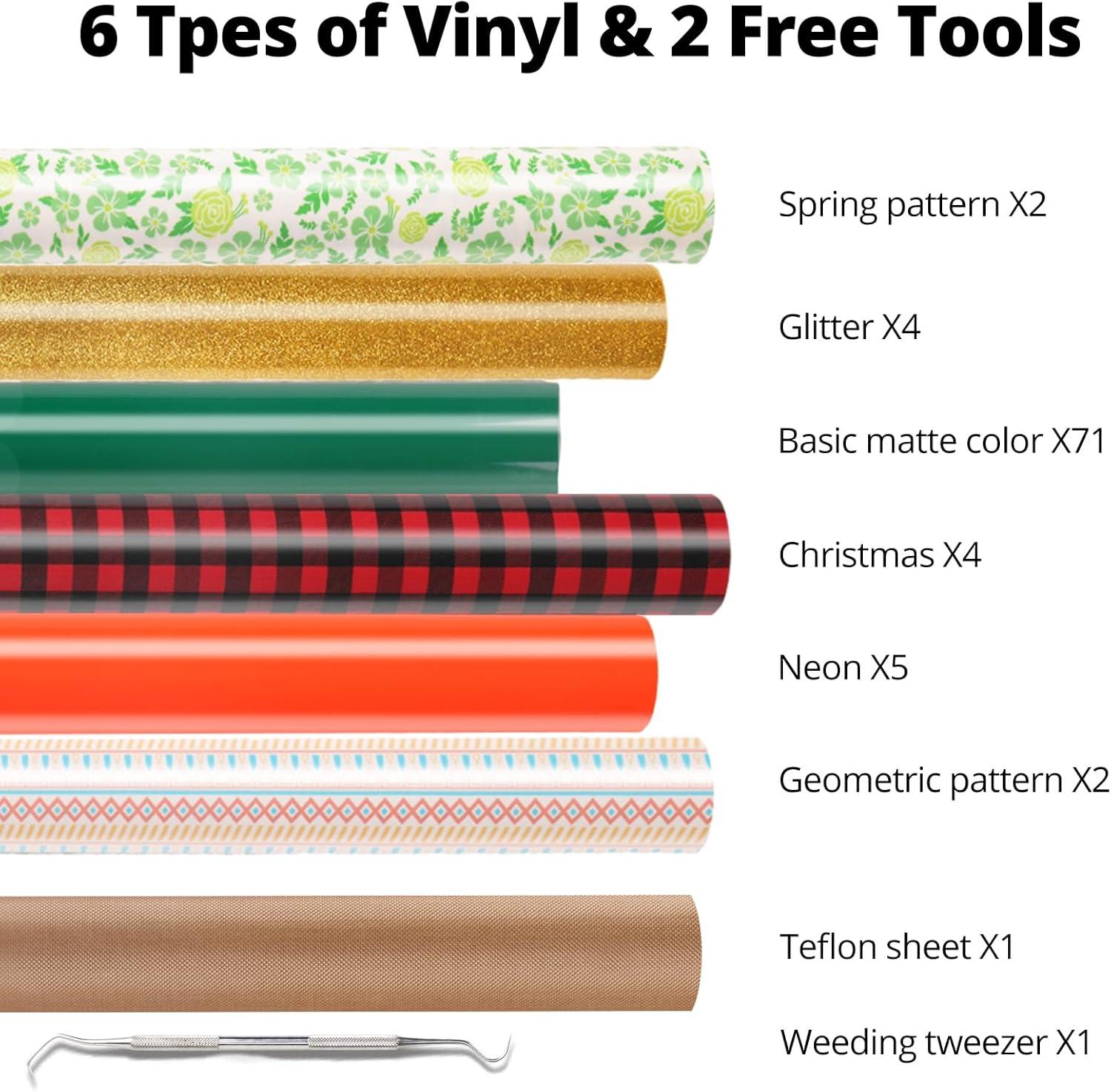 imageHTVRONT Pink Heat Transfer Vinyl  13 Sheets Hot Pink HTV Vinyl in 12 Assorted Colors Red Iron on Vinyl for Cricut ampamp Cameo  Easy to Cut ampamp WeedMulticolor