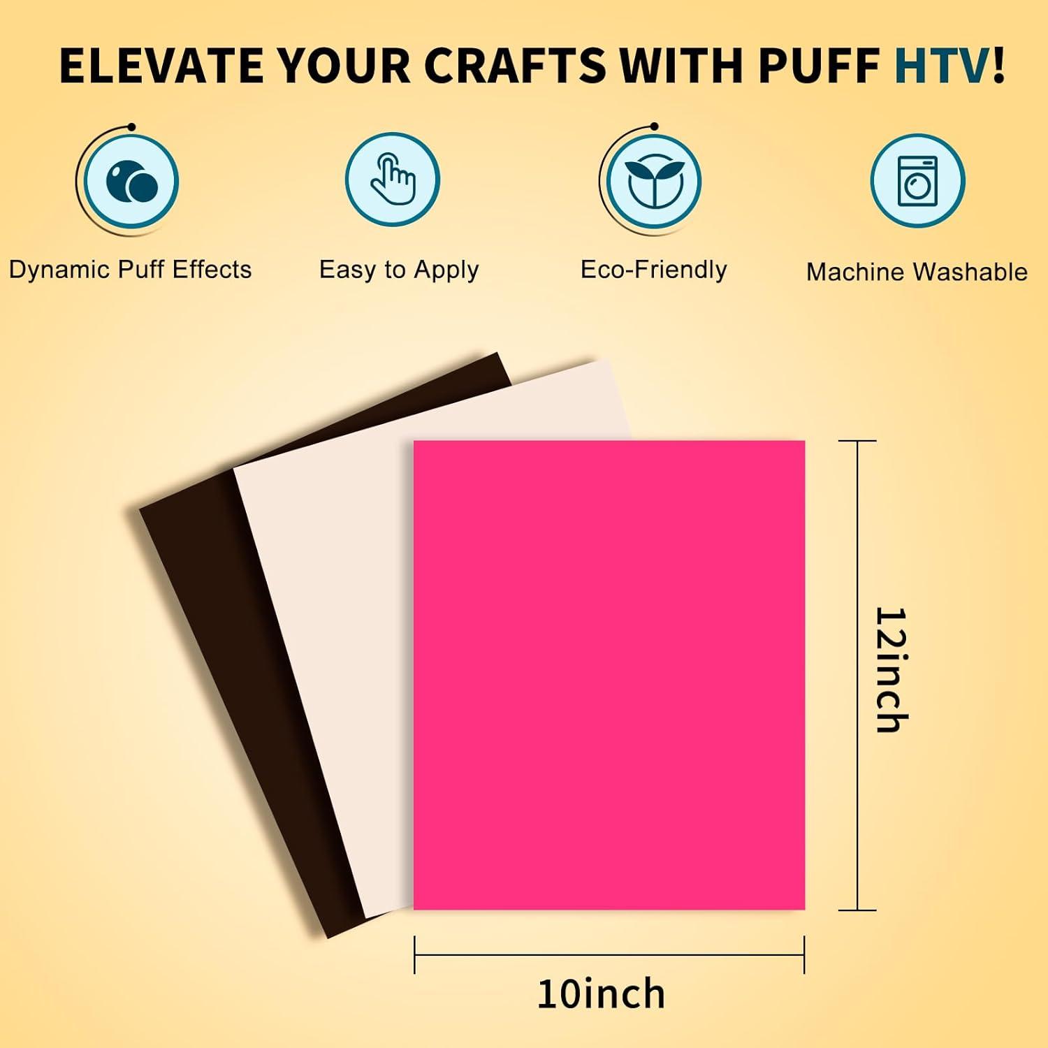 imageHTVRONT Puff Vinyl Heat Transfer  9Pcs Pastel Puff HTV Vinyl in 4 Assorted Candy Colors3D Puff Heat Transfer Vinyl for TShirts12quotx10quot Puff Iron on Vinyl Compatible with Cricut Cutting MachineBeige