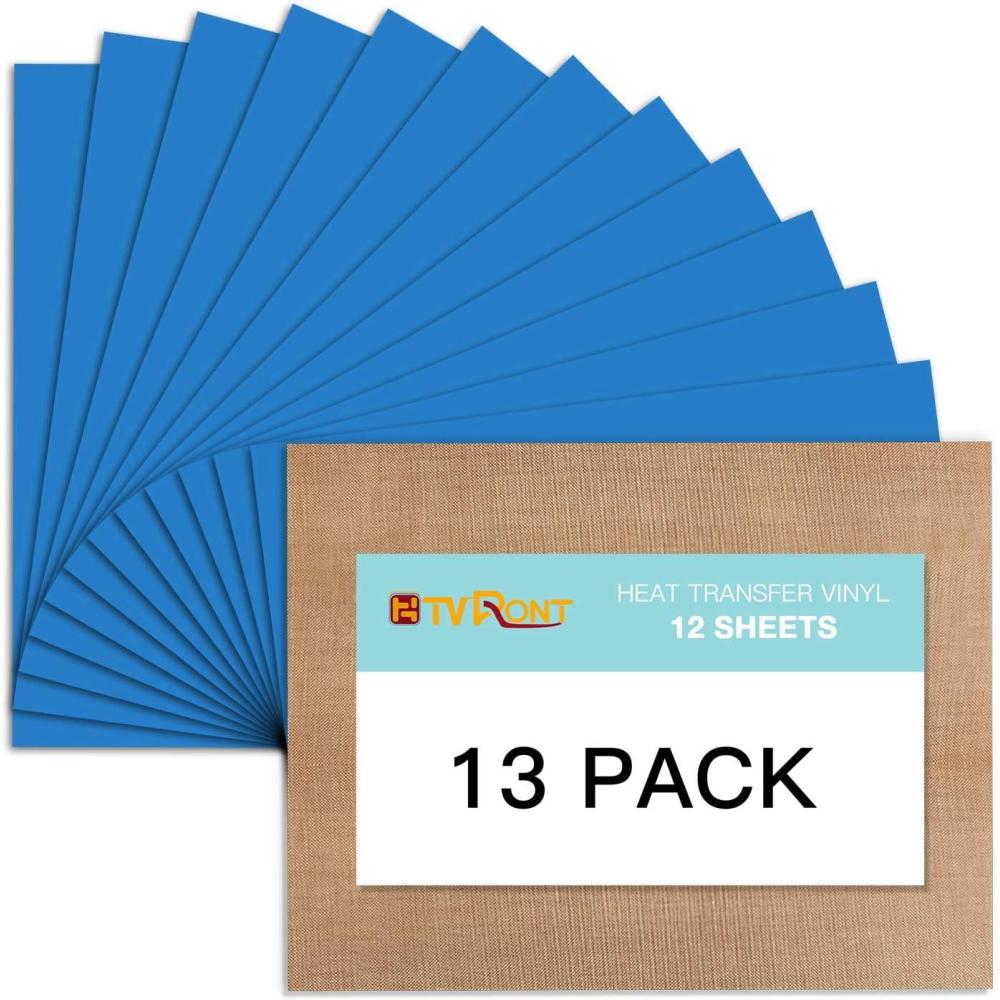 imageHTVRONT HTV Heat Transfer Vinyl 13 Pack HTV Vinyl Sheets 12quot x 10quot Iron on Vinyl for T Shirts 10 Assorted Premium Colors Heat Transfer Vinyl for All Cutting MachinesLake Blue