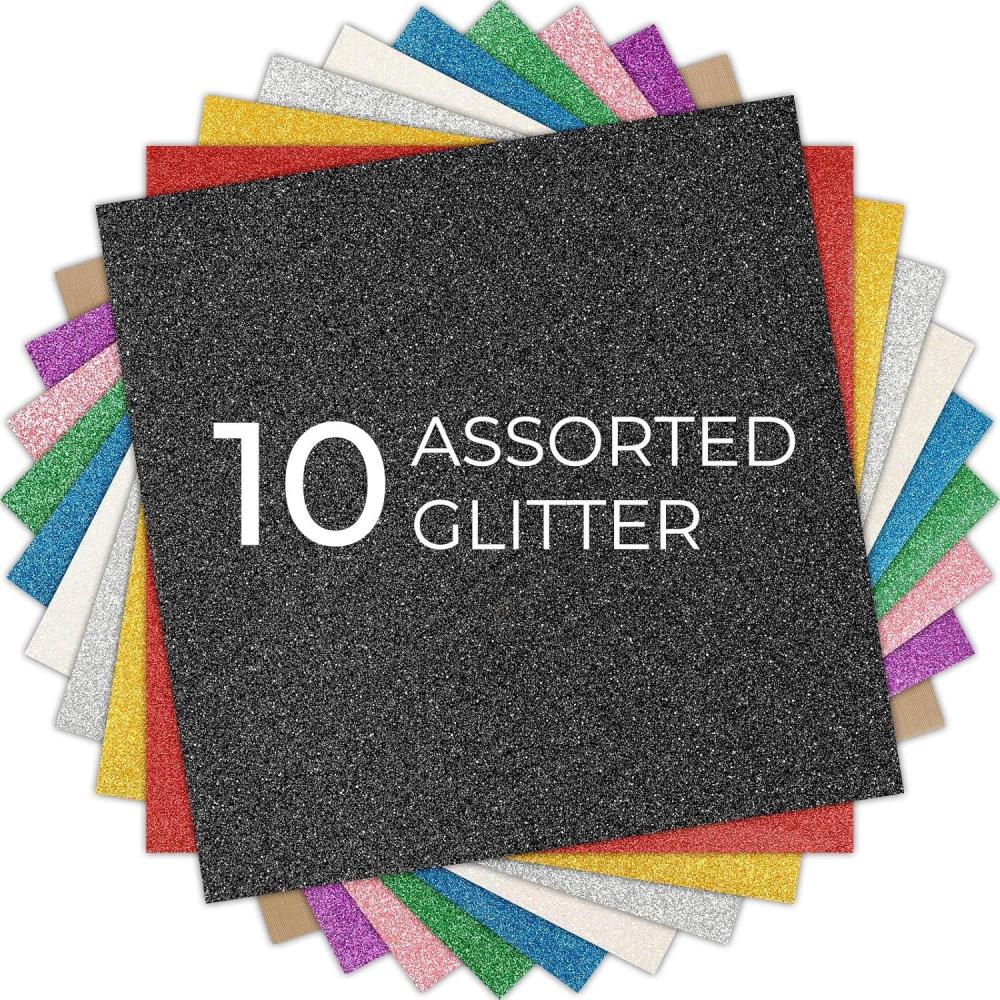 imageHTVRONT HTV Heat Transfer Vinyl Bundle  100 Pack 12  10in Heat Transfer Vinyl for TShirt 43 Assorted Colors HTV Vinyl Bundle for All Cutter Machine Easy to Cut ampamp Weed ampamp Transfer Iron on VinylGlitter HTV