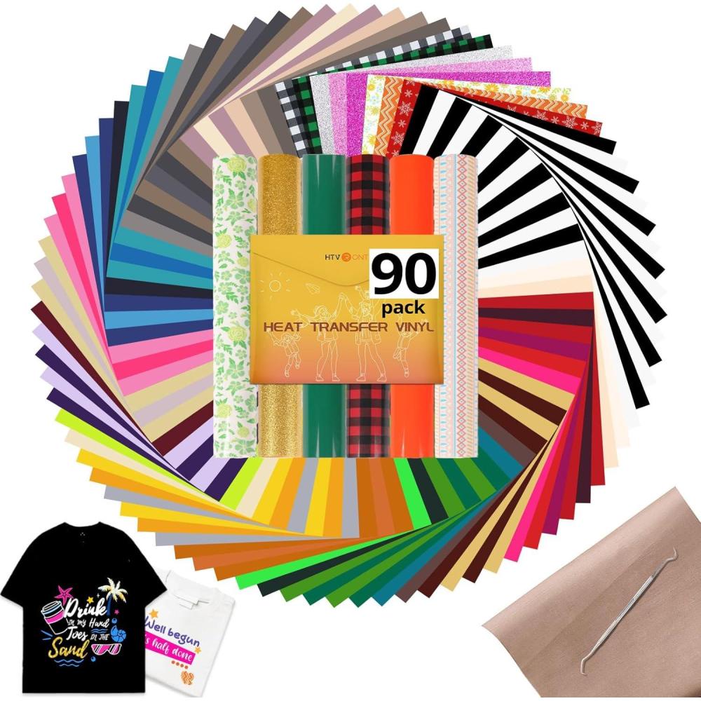 imageHTVRONT Pink Heat Transfer Vinyl  13 Sheets Hot Pink HTV Vinyl in 12 Assorted Colors Red Iron on Vinyl for Cricut ampamp Cameo  Easy to Cut ampamp WeedMulticolor
