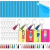 imageHTVRONT 120Pcs Sublimation Keychain Blanks Bulk with Blue Protective Film  MDF Rectangle Keychain with Sublimation Paper 85 x 11 Inch
