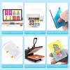 imageHTVRONT 30 Pcs Rectangle Sublimation Keychain Blanks Bulk with 50 Pcs Wood Earring Blanks Bulk  Heat Transfer Blanks Double Sided
