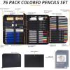 imageHTVRONT 76 Pack Drawing Pencils Set Art Supplies Colored Pencils for Adult Coloring Book with 2 Sketchbook include Graphite Charcoal Watercolor ampamp Metallic Pencils for Adults Artists Teens Beginners