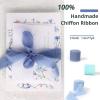 imageHTVRONT Chiffon Silk Ribbon 15quot x 7Yd Soft Handmade Fringe Frayed Edged Baby Shower Bridal Bouquets Wedding Invitation Decor PurpleBlue