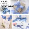 imageHTVRONT Chiffon Silk Ribbon 15quot x 7Yd Soft Handmade Fringe Frayed Edged Baby Shower Bridal Bouquets Wedding Invitation Decor PurpleBlue