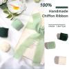 imageHTVRONT Chiffon Silk Ribbon 15quot x 7Yd Soft Handmade Fringe Frayed Edged Baby Shower Bridal Bouquets Wedding Invitation Decor PurpleCream  Green
