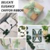 imageHTVRONT Chiffon Silk Ribbon 15quot x 7Yd Soft Handmade Fringe Frayed Edged Baby Shower Bridal Bouquets Wedding Invitation Decor PurpleCream  Green