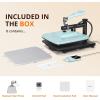 imageHTVRONT Heat Press Machine for T Shirts  15x15 Swing Away Shirt Press Machine  Professional Heat Press for Sublimation Vinyl Heat Transfer Projects Heats Up Fast ampamp Distribute Heat Evenly Blue