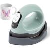 imageHTVRONT Mini Heat Press  3 in 1 Heat Press Machine for TShirts Hats Mugs with Larger Flat Curved Plate Customized TempampampTime Digital Display Memory Function and Insulated Base Laurel GreenLaurel Green