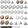 imageHTVRONT Buttons for Jeans 32 Sets Jean Buttons Replacement 17mmampamp20mm No Sew Adjustable Metal Jean Buttons for Loose Jeans Repair Kit with Threads Rivets and Screwdriver32pcs 17mm20mm