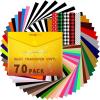 imageHTVRONT HTV Vinyl Heat Transfer Vinyl Bundle70 Pack Iron on Vinyl for t Shirts 51 Assorted Colors HTV Sheets with Weeding Hooks and Teflon Sheet