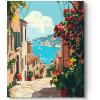 imageHTVRONT Paint by Number Kits for Adults Beach Sunset Couple Easy Paint by Numbers Kits for Beginner Adult Paint by Numbers on Canvas for Relax Gift Home Wall Decor 16x20inSeaside Town