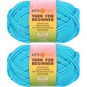 image218 Yards Beginner Easy Purple Crochet ampamp Knitting Yarn  CottonNylon Blend WorstedWeight Medium 4 Yarn for Crochet KitBlue Yarn