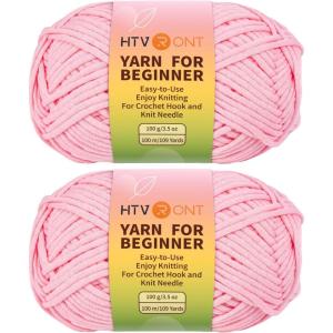 image218 Yards Beginner Easy Purple Crochet ampamp Knitting Yarn  CottonNylon Blend WorstedWeight Medium 4 Yarn for Crochet KitPink Yarn