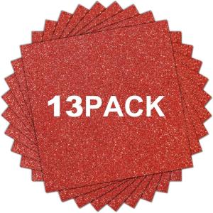 imageBlack HTV Heat Transfer Vinyl Bundle 13 Pack 12quot x 10quot Black Iron on Vinyl for TShirt Heat Transfer Vinyl for Silhouette Cameo or Heat Press MachineRed Glitter
