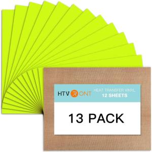 imageBlack HTV Heat Transfer Vinyl Bundle 13 Pack 12quot x 10quot Black Iron on Vinyl for TShirt Heat Transfer Vinyl for Silhouette Cameo or Heat Press MachineNeon Yellow