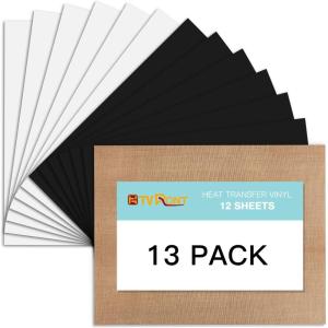 imageBlack HTV Heat Transfer Vinyl Bundle 13 Pack 12quot x 10quot Black Iron on Vinyl for TShirt Heat Transfer Vinyl for Silhouette Cameo or Heat Press MachineWhite  Black