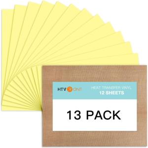 imageBlack HTV Heat Transfer Vinyl Bundle 13 Pack 12quot x 10quot Black Iron on Vinyl for TShirt Heat Transfer Vinyl for Silhouette Cameo or Heat Press MachinePale Yellow