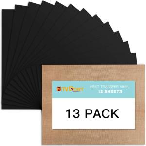 imageBlack HTV Heat Transfer Vinyl Bundle 13 Pack 12quot x 10quot Black Iron on Vinyl for TShirt Heat Transfer Vinyl for Silhouette Cameo or Heat Press MachineBlack