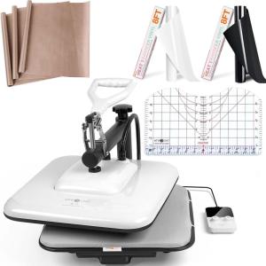 imageHTVRONT 15x15 Heat Press Machine 3pcs Teflon Sheets 2 Rolls HTV Vinyl Tshirt Ruler Guide