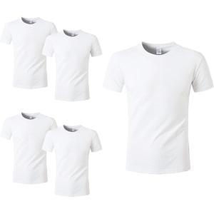 imageHTVRONT 5 Pack Polyester Sublimation TShirts Blanks  White Blank Crew Neck Short Sleeve Sublimation Shirts