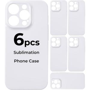 imageHTVRONT 6PCS Sublimation Phone Case Blanks Bulk Compatible with iPhone 15 Glossy Sublimation Customize Phone Case Hard Cell Phone Coated Basic Cases Sublimation Blanks Custom Phone Cover ShockproofiPhone14ProMax