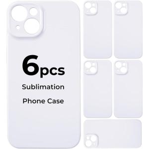 imageHTVRONT 6PCS Sublimation Phone Case Blanks Bulk Compatible with iPhone 15 Glossy Sublimation Customize Phone Case Hard Cell Phone Coated Basic Cases Sublimation Blanks Custom Phone Cover ShockproofiPhone15