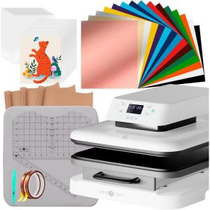 imageHTVRONT Auto Heat Press Machine ampamp 55 Pcs Auto Heat Press Materials ampamp Tools Kit 15x15 Smart T Shirt Press Machine with Heat Press Accessories