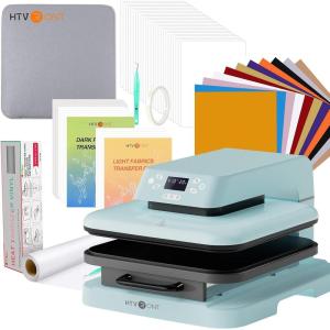 imageHTVRONT Auto Heat Press Machine for T Shirts  15x15 ampamp 52 Pcs Heat Press Accessories ampamp 12quot x 20ft White Heat Transfer Vinyl