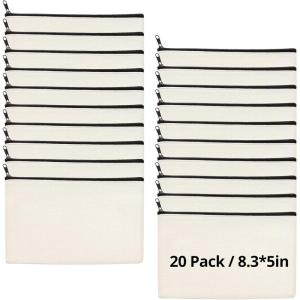 imageHTVRONT Blank Canvas Makeup Bags 20 Pack Sublimation Blanks Cosmetic Bags DIY Heat Transfer Canvas Pen Case Pencil Bags Beige MultiPurpose Travel Toiletry Zipper Bags 20pcs 83  5 Inch